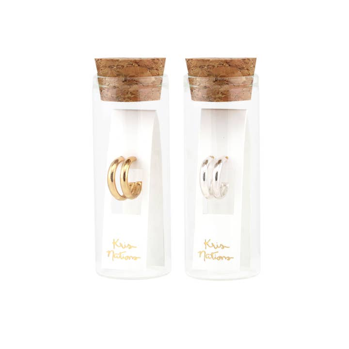 Kris Nations - Wholesale Hoop Earrings - Hollow Hoop Earrings 18K Gold Vermeil | Sterling Silver 15mm and 25mm Hoops Post Closure Nickel Free Hypoallergenic Ships from CA11