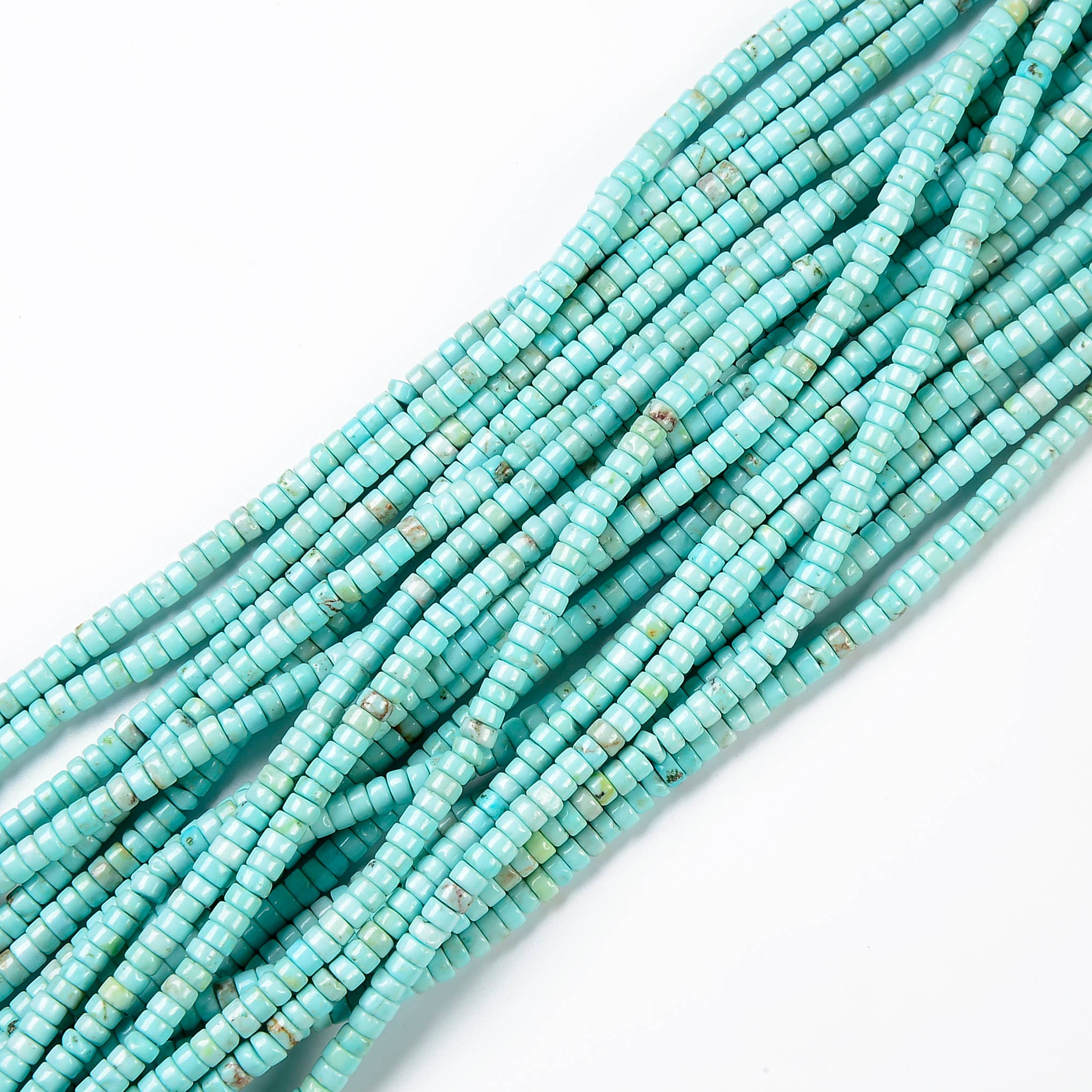 Beads Creation - Wholesale Beads - Natural Turquoise Heishi Cut 4x2.5mm Rondelle Beads PRP4262