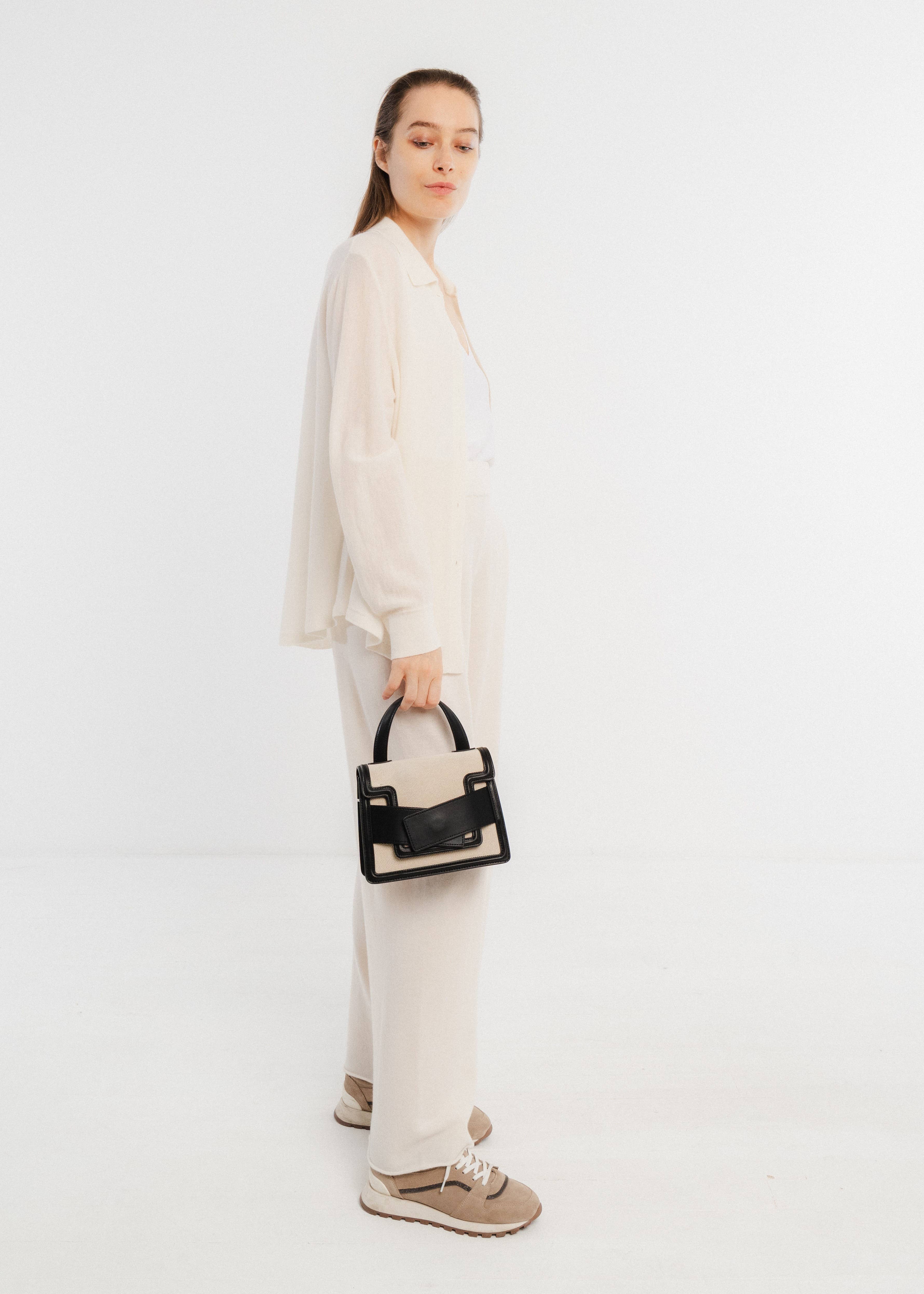 JULIA PARIS – Großhandel Messenger Bag – Damen – Canvas-Tasche mit Handgriff und Schulterriemen aus Leder1