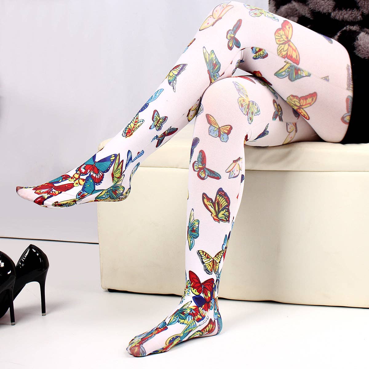 SALINA TRADING INC - Wholesale Tights - Women's - Printed Tights Abstract Butterfly Floral Nylon Casual Leggings41