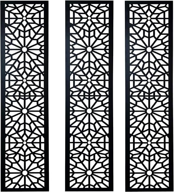DEENZ – wholesale Wall art set – 3x Metal Wall Screens Fence Black Bamboo Panel0