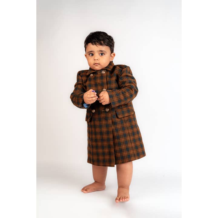 Heritage Brown wool coat for wholesale by Chubba bubba Luxury Children's Fashion