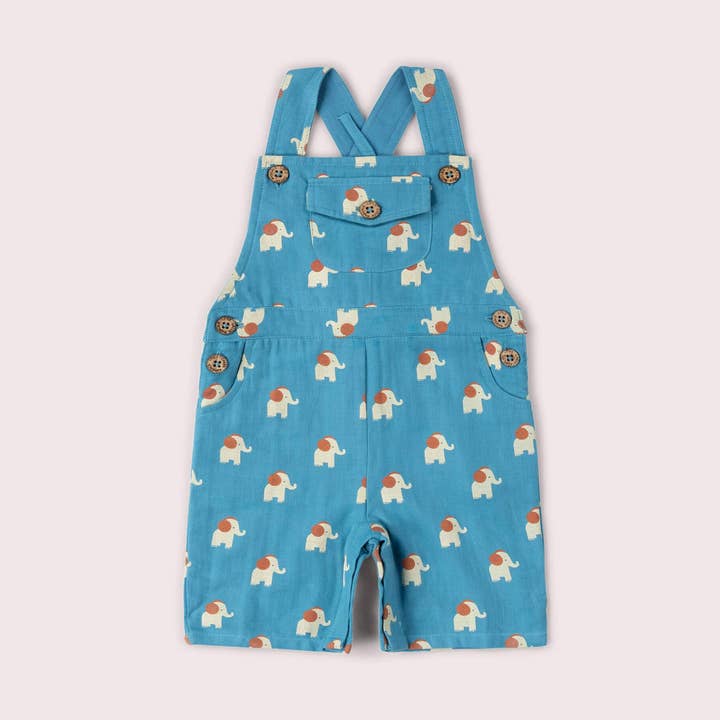 Blaue Elefanten Latzhose Shorts für den Großhandel von Little Green Radicals EU