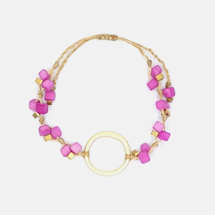 Pretty Pink Eco-Jewellery – wholesale Beaded bracelet – Dainty Tagua Bracelet