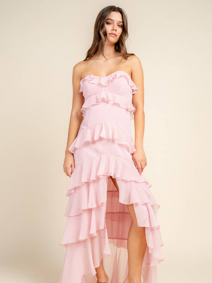 BEIVY & COLLABO – wholesale Klänning - Dam – BD12806K / YORYU CHIFFONG VOLANGLAGER MAXIKLÄNNING15