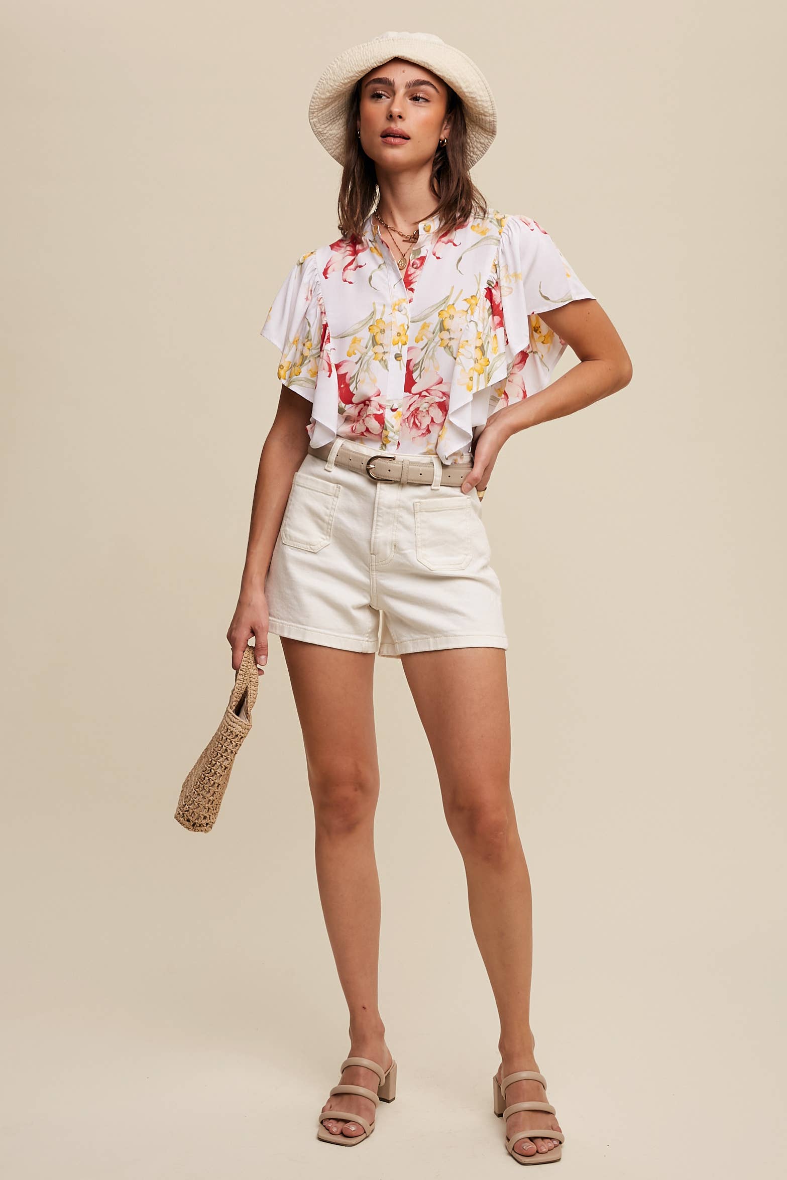 Listicle - Wholesale Blouse - Women's - Floral Flutter Sleeve Blouse8