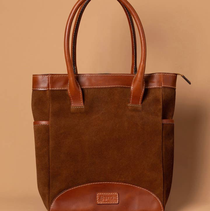 Sienna Leather Tote Bag Tan for wholesale by Alejandra Collective