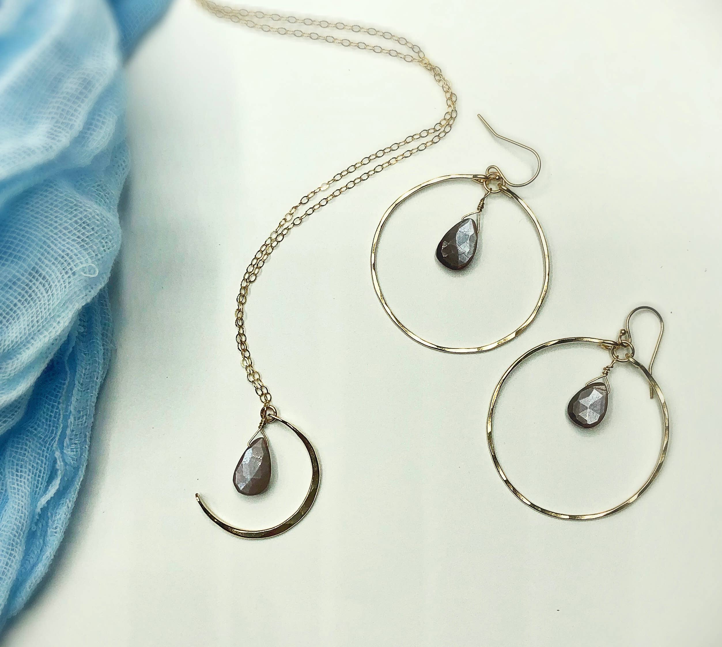 REMOVED BRAND - Wholesale Dangle Earrings - Chocolate Moonstone Hoops2