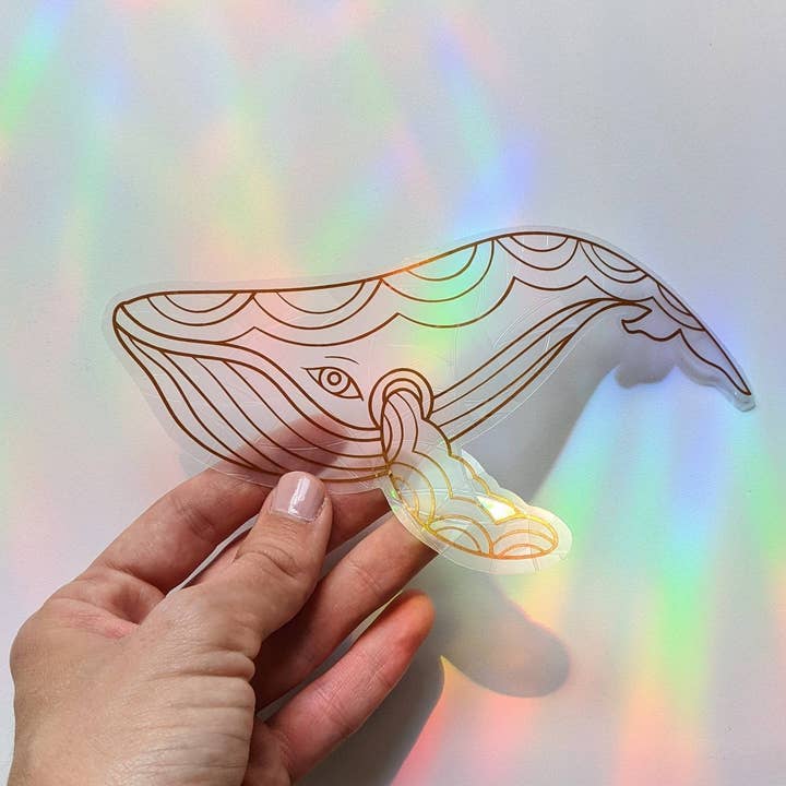Prismatic Kitty - Wholesale Suncatcher - Whale Suncatcher Sticker | Window Cling | Coastal Decor