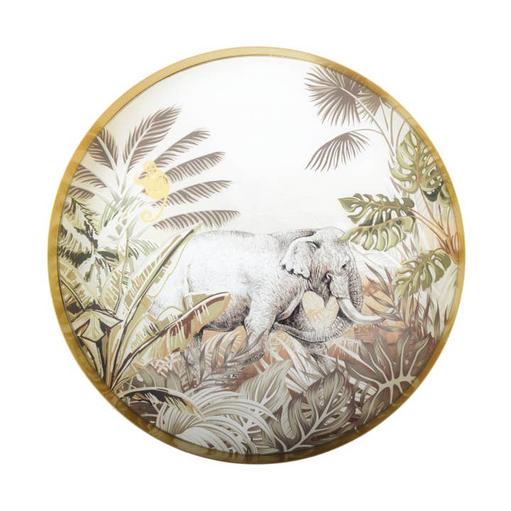 Plateau rond doré éléphant Kenya pour la vente par AULICA