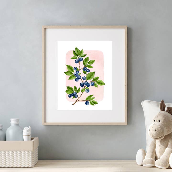 NorthHouse Creative Co. – wholesale Art print – Blueberries Watercolor Print2