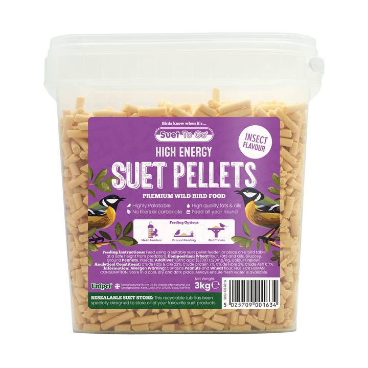 Natures Grub – wholesale Pet food – Not cat/dog – Suet To Go Suet Pellets 3kg Tub - Insect | Wild Bird Food0
