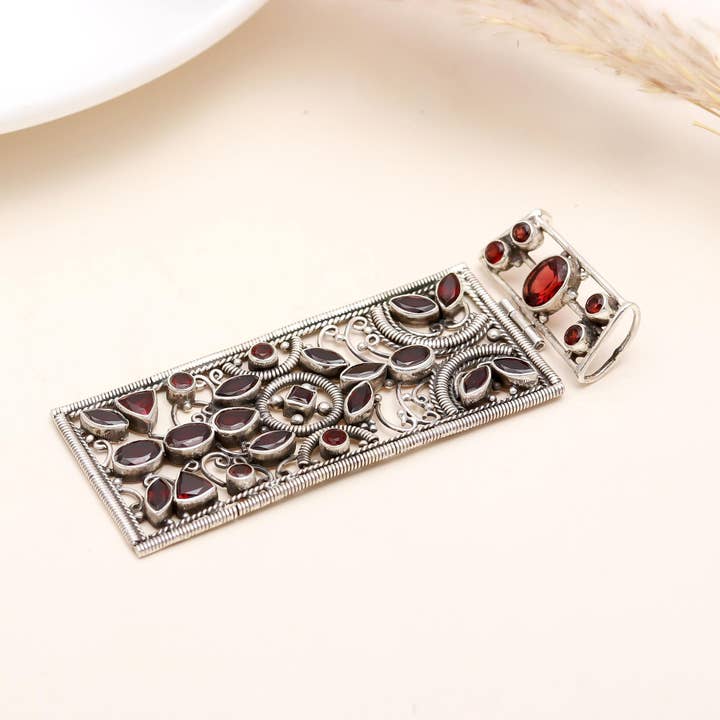 AG 925 JEWELLERY - Wholesale Individual charm/pendant - 925 Sterling Silver Vintage Red Gemstone Pendant1