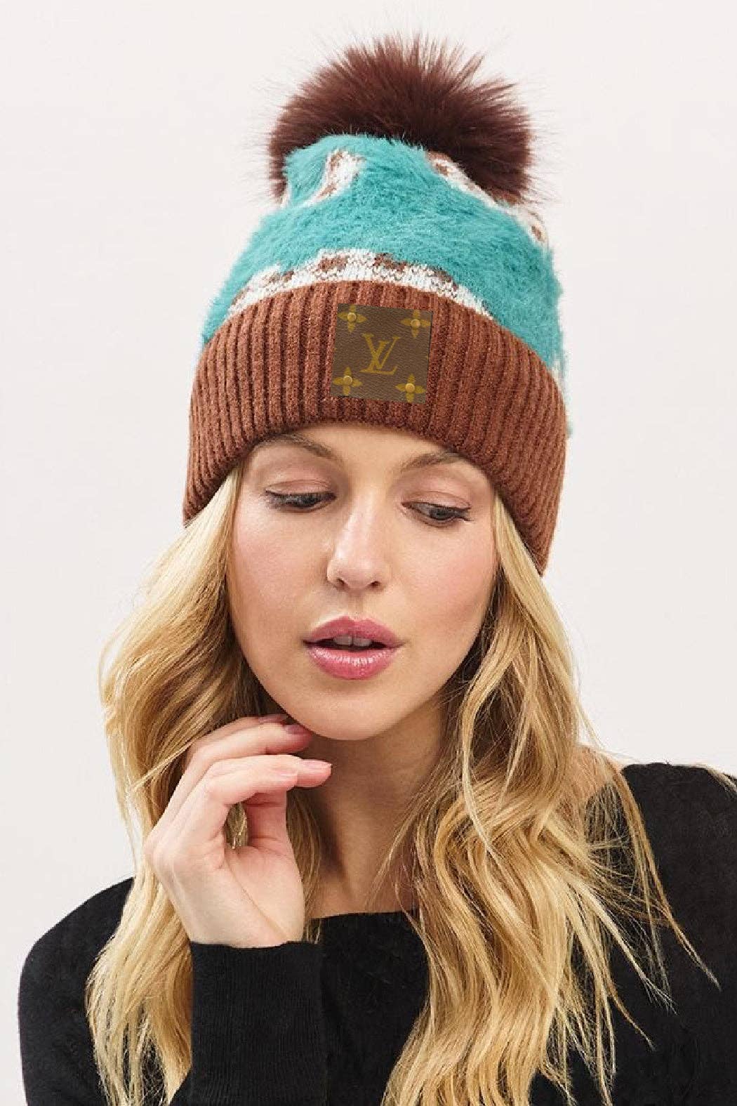 Embellish Your Life - Wholesale Beanie - Women's - Upcycled Fuzzy Abstract Plaid Beanie3