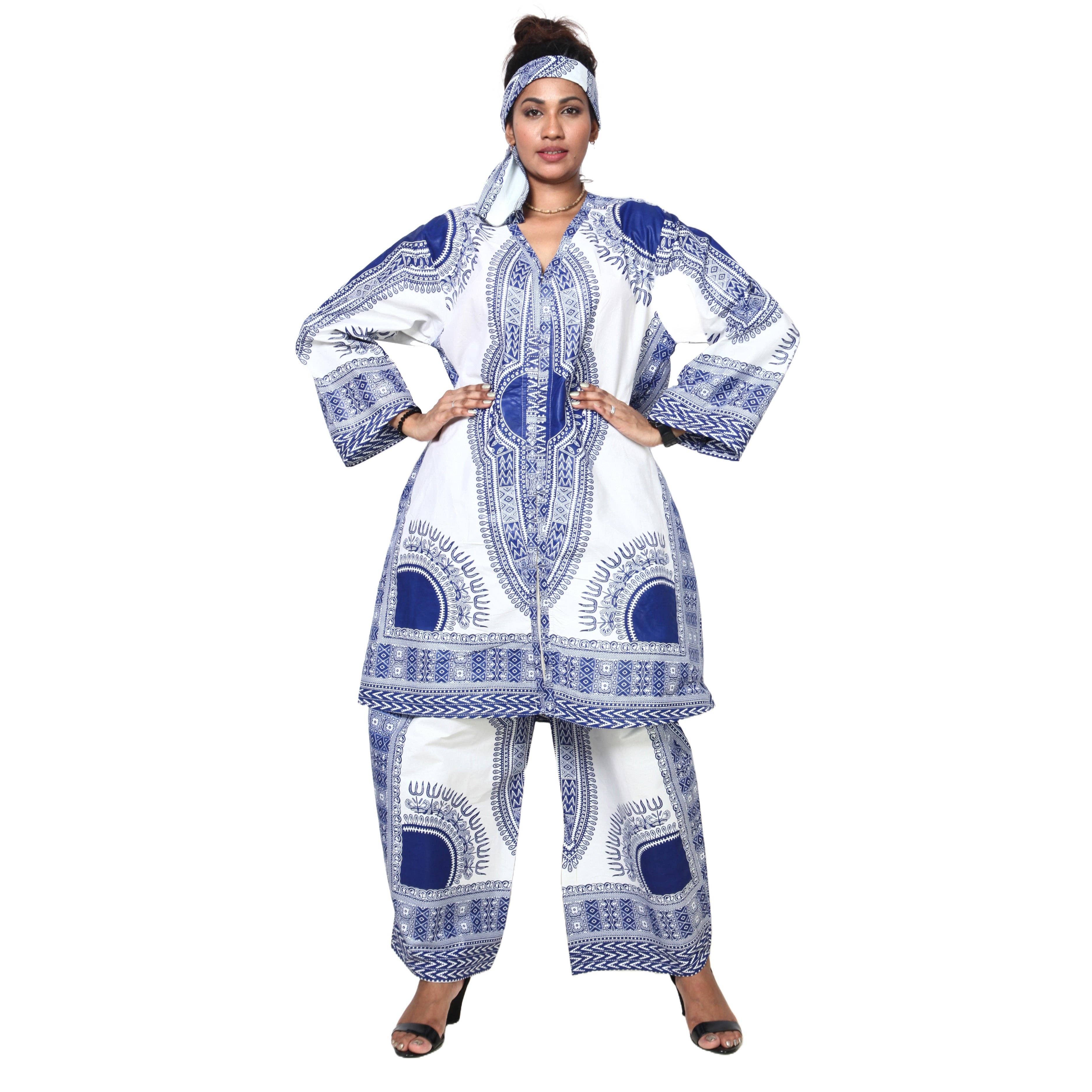 African Stars - Wholesale Top & Pant Set (NOT Loungewear) - Women's - Women's Dashiki Tunic Top and Matching Pants Set -- FI-404912