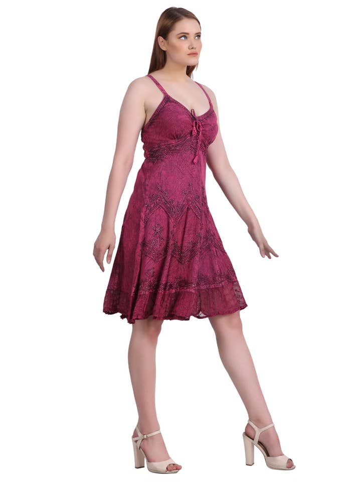 Advance Apparels - Wholesale Dress - Women's - Mid-Length Acid Wash Dress 1304