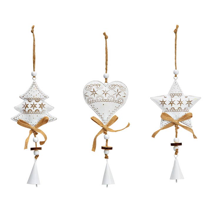 Decorazione natalizia cuore/stella/albero in metallo, bianco (L/A/P) 9x18x2cm per la vendita all'ingrosso da parte di Wurm