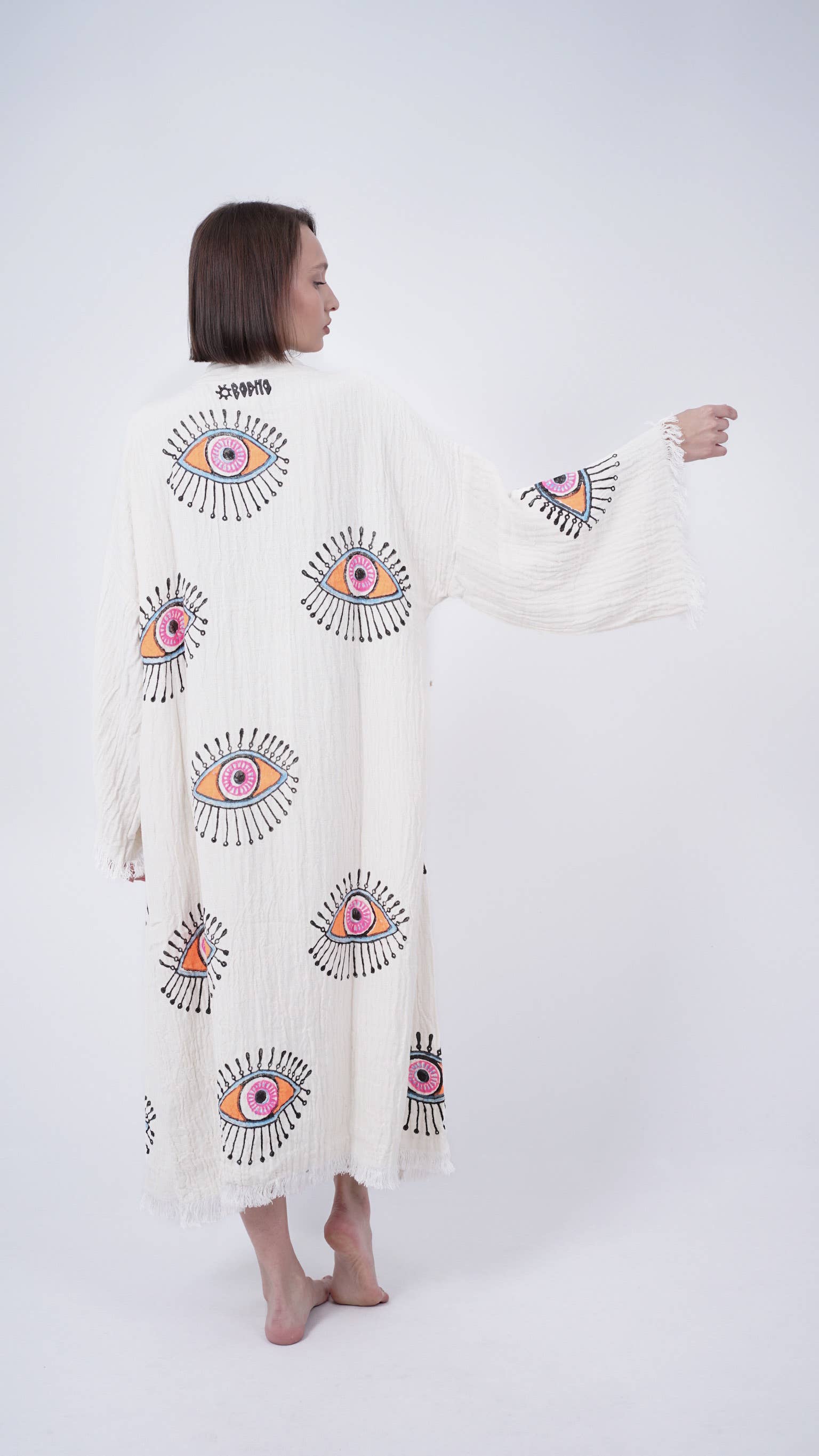 Bodho – Kimono - Mulher por atacado – Artesanal Evil Eye Festival de Boho Kimono, Boho Beachwear9