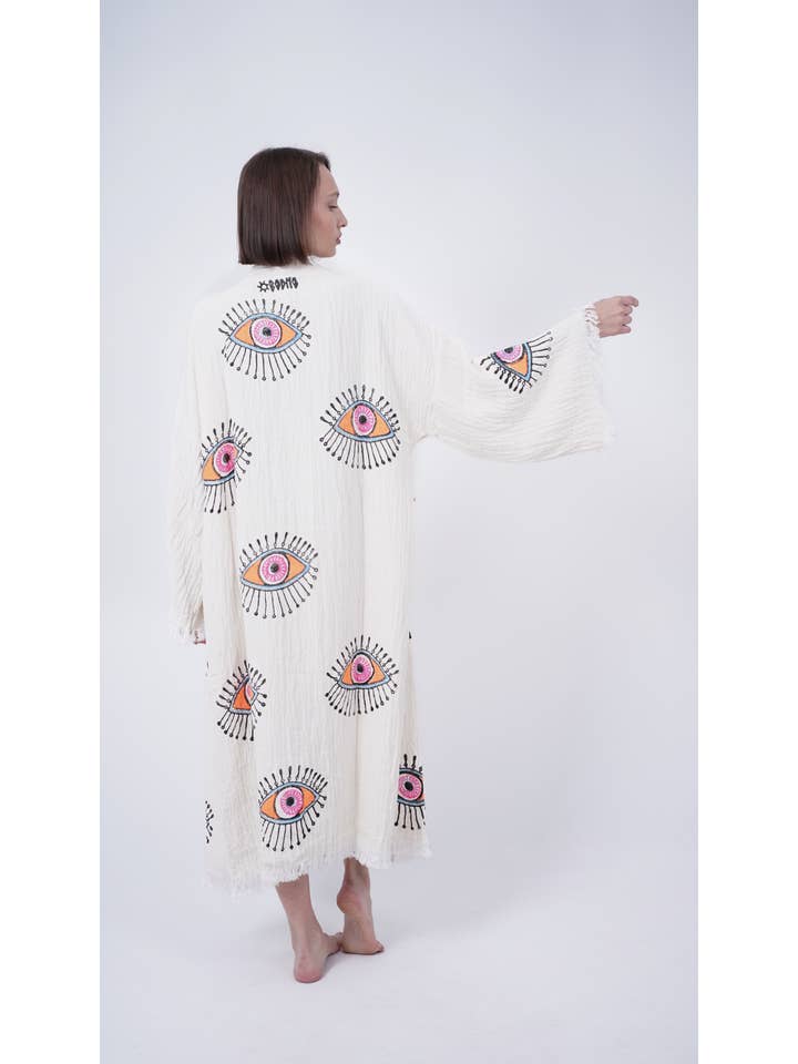 Bodho – Kimono - Mulher por atacado – Artesanal Evil Eye Festival de Boho Kimono, Boho Beachwear9