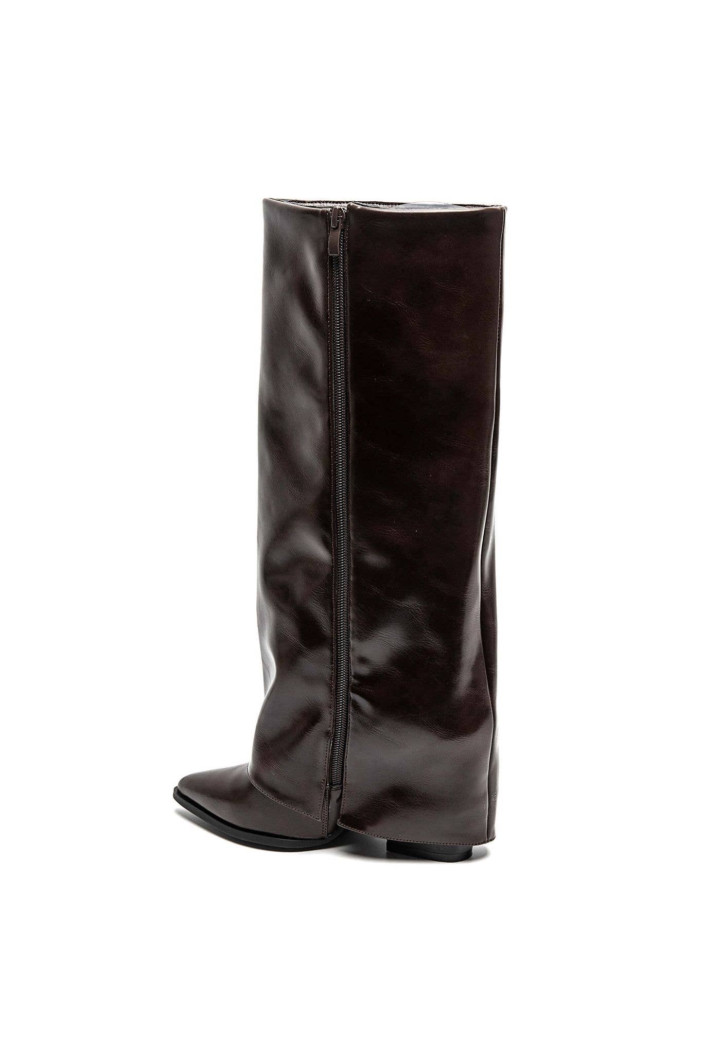 SWEET MAGIC SHOES & BAGS - Wholesale Boots - Women's - HIGH BOOT WITH COWBOY HEEL IN FAUX LEATHER1