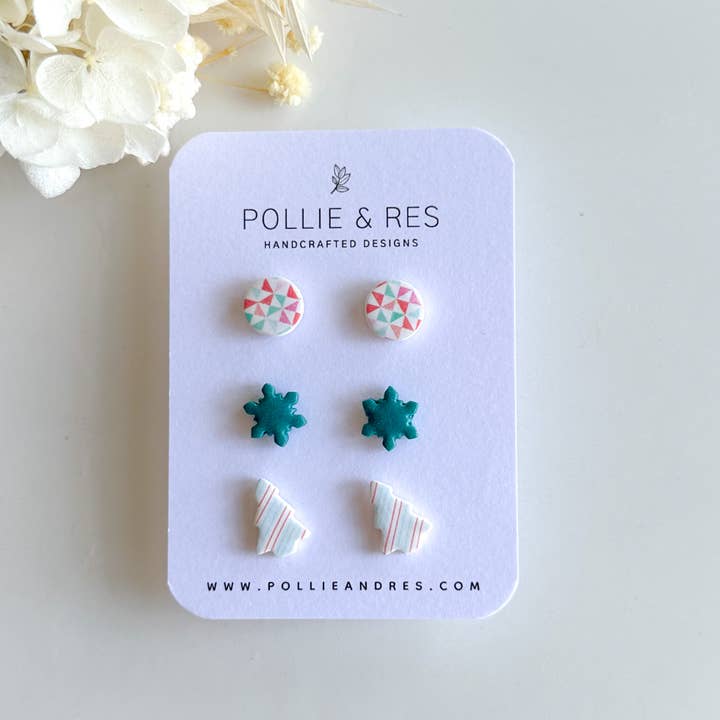 Pollie & Res - Wholesale Stud/post earrings - Christmas Stud Packs