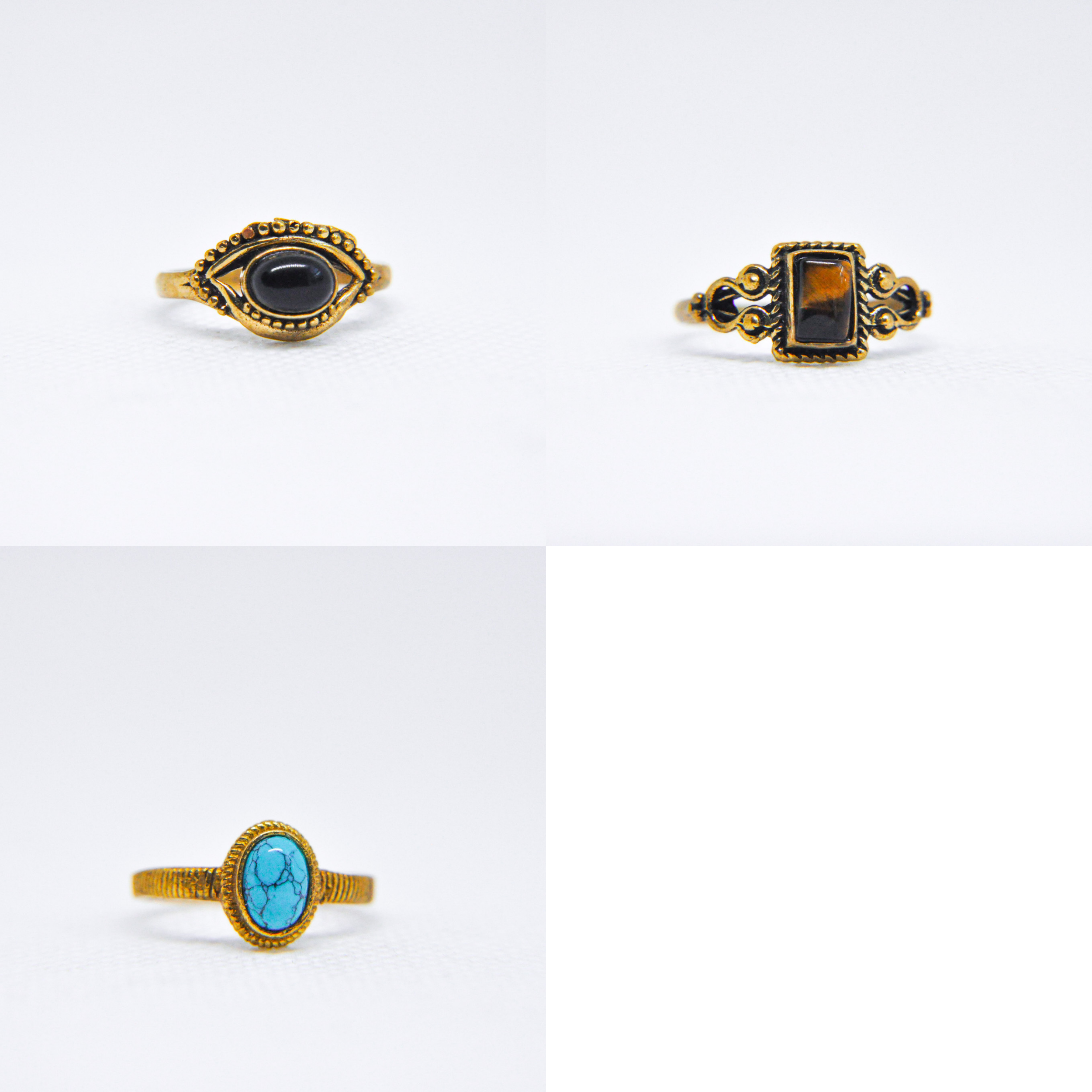 Zumki - Wholesale Single Stone/Solitaire Ring - Assorted Brass Natural Gemstone Ring 5