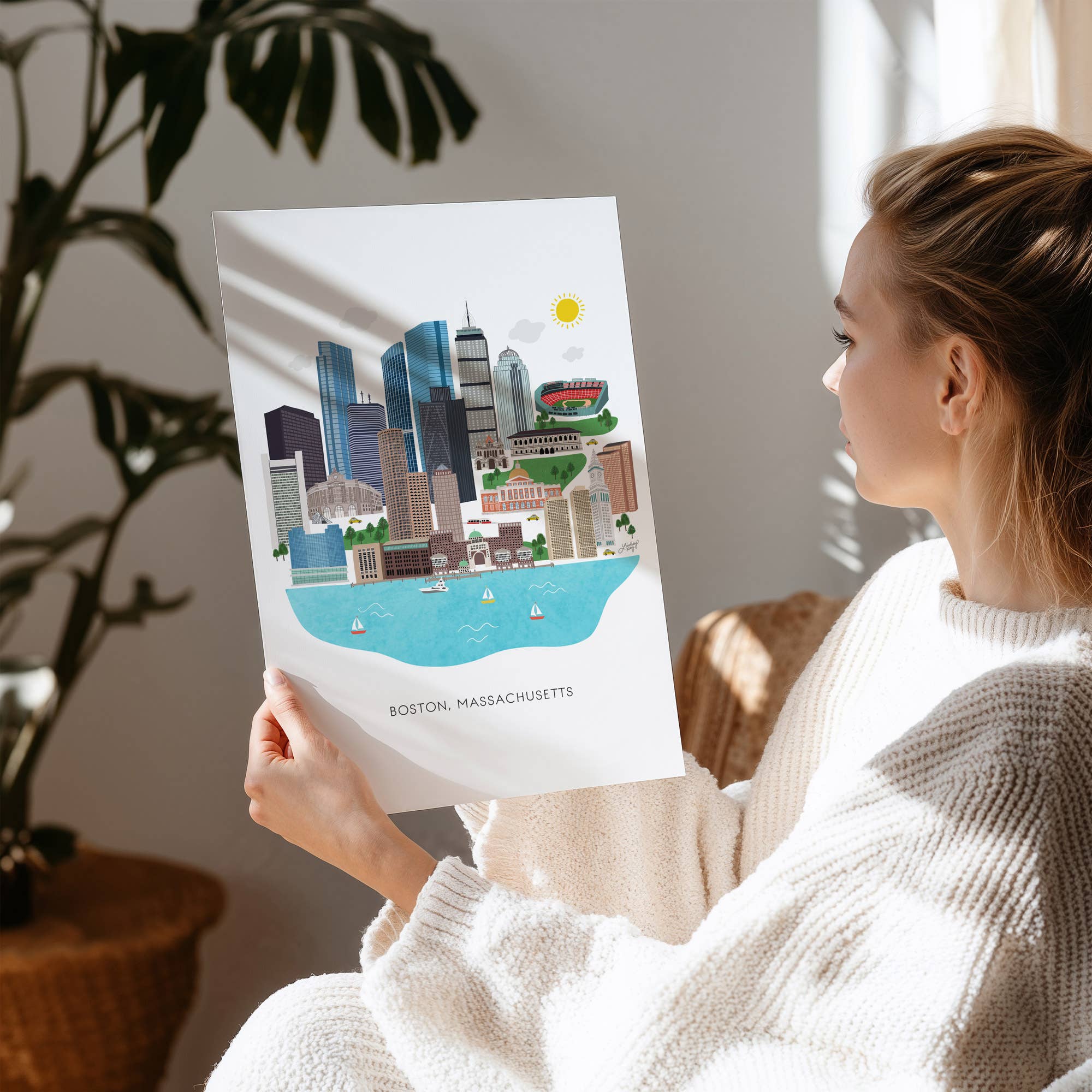 Lindsey Kay Collective - Wholesale Art Print - Boston Skyline Illustration - Art Print3