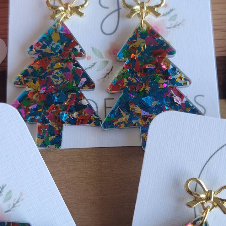 JEMdesigns - Wholesale Dangle Earrings - Christmas Tinsel Tree Earrings3
