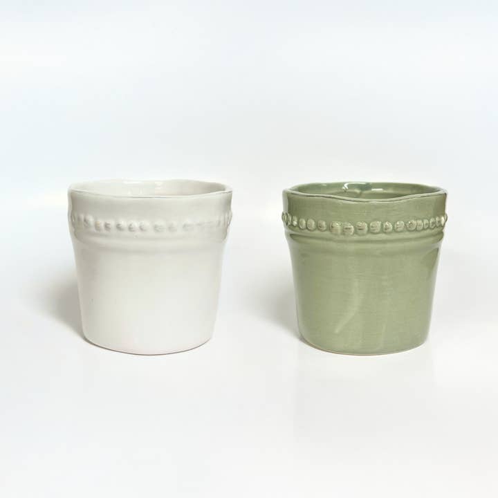 Jacobson - Wholesale Vase - 3.4"D Assorted Dotted Round Pots - Dolomite Ceramic0