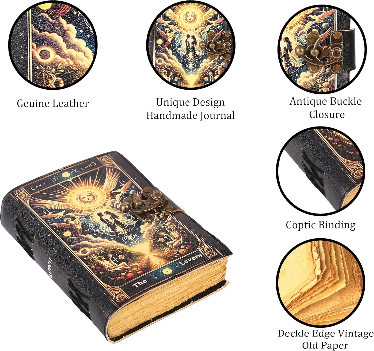 Tuzech Leather – wholesale Journal och dagbok – TUZECH läderklätt anteckningsbok med grimoirestil och ojämna kanter för män och kvinnor105