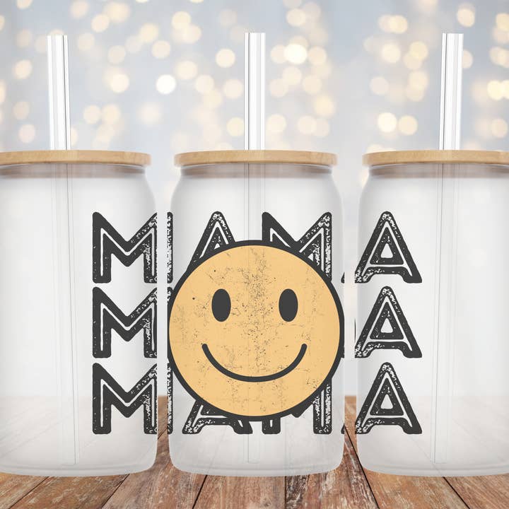 MAMA Smile - Frosted Can Glass for wholesale by Livy Lou Designs + Co