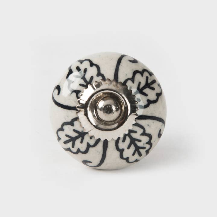 Mela Artisans - Wholesale Knob/Pull - Chambal Gardens Painted Ceramic Knob Set of 12 Indigo White3