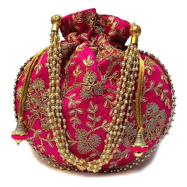 Bhawana Handicrafts - Wholesale Clutch Bag - Women's - 5 Piece Lot, Gift Potli Women Handbag Handmade Clutch Purse