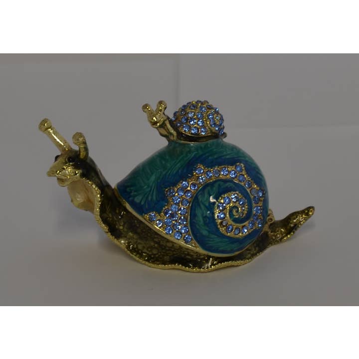 Ciel Collectables - Vente Boîte/rangement à bijoux - Escargot avec boîte à bijoux pour bébé. Fait à la main avec Swarovski