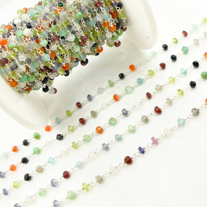 Jewels & Chains - Wholesale Beaded/Pearl Necklace - MGS19. Multi Gemstone 925 Sterling Silver Wire Chain1