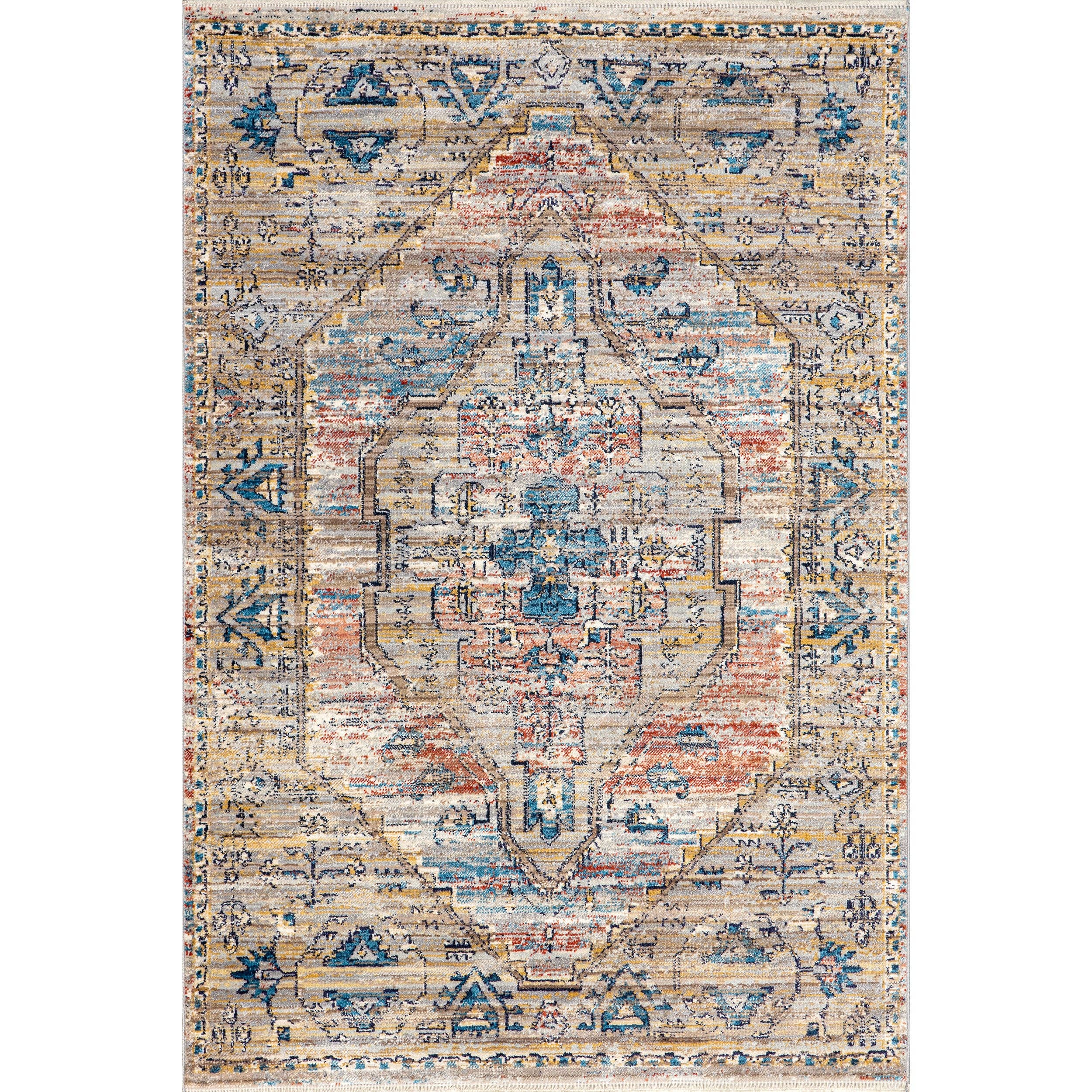 Beige Marley Traditional Medallion Fringe Area Rug for wholesale on Faire9