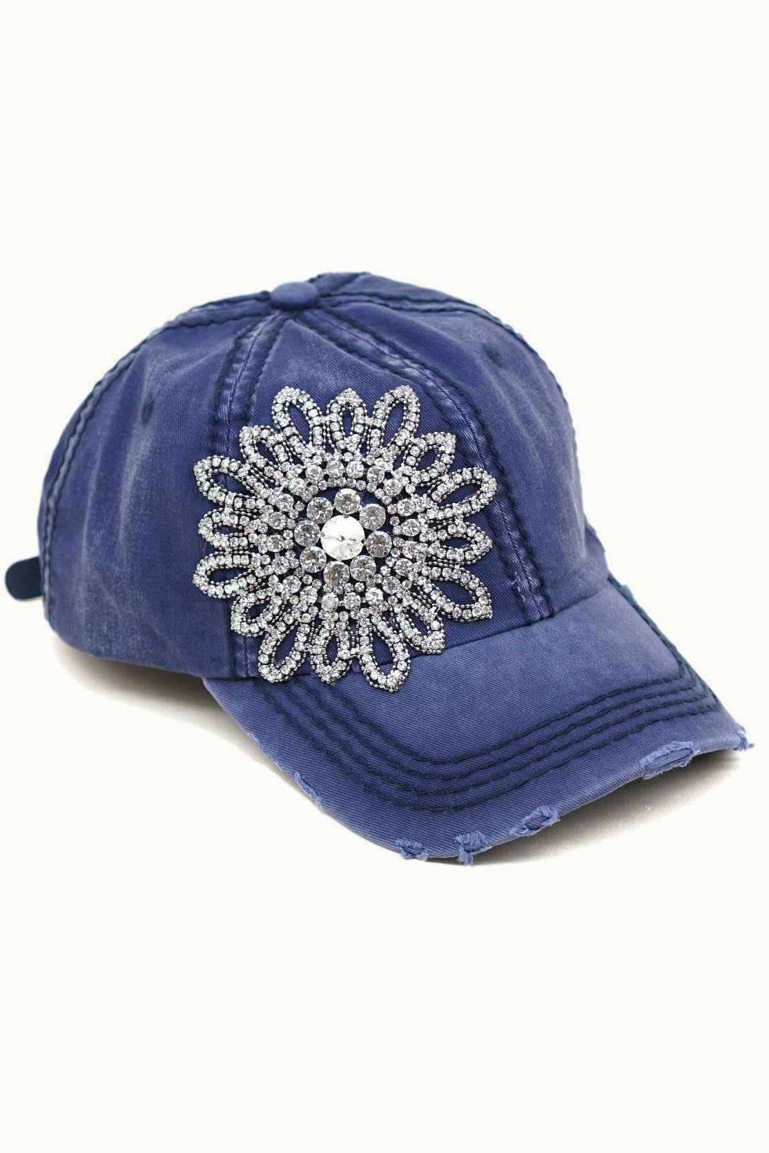 Olive & Pique - Wholesale Baseball Cap - Women's - Sunflower Bejeweled Glitz Cap, Adjustable2
