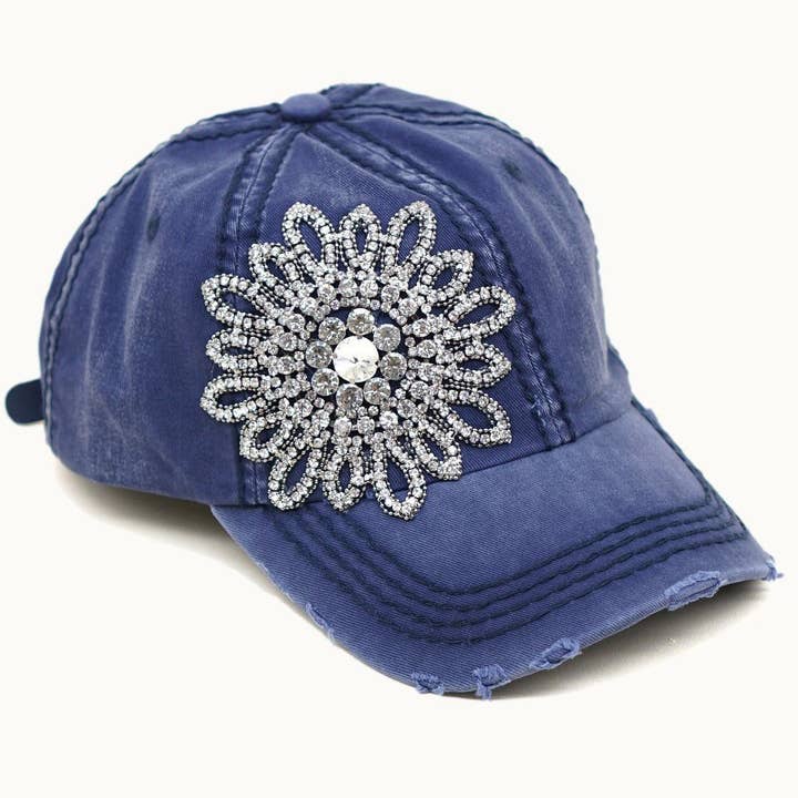 Olive & Pique - Wholesale Baseball Cap - Women's - Sunflower Bejeweled Glitz Cap, Adjustable2