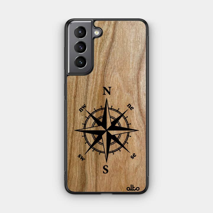 Cherry Wood | Carcasa protectora para teléfono Samsung, diseño de brújula para venta al por mayor de Alto Collective