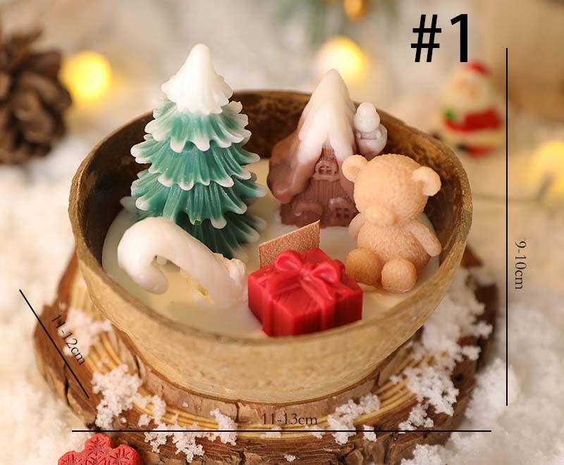 Candles Meta - Wholesale Jar/filled candle - Coconut Bowl Christmas Tree Scented Candle Gift Set0