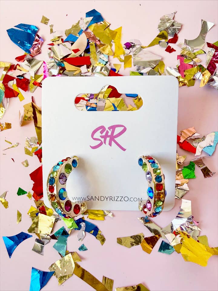 Rainbow Rhinestone Hoop for wholesale by Sandy + Rizzo