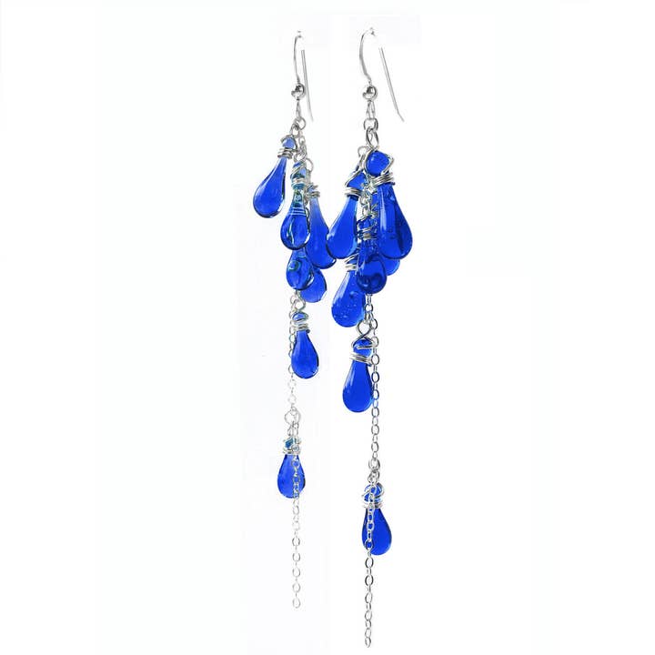 Lanata Dangling Glass Cluster Earrings for wholesale by Sundrop Jewelry
