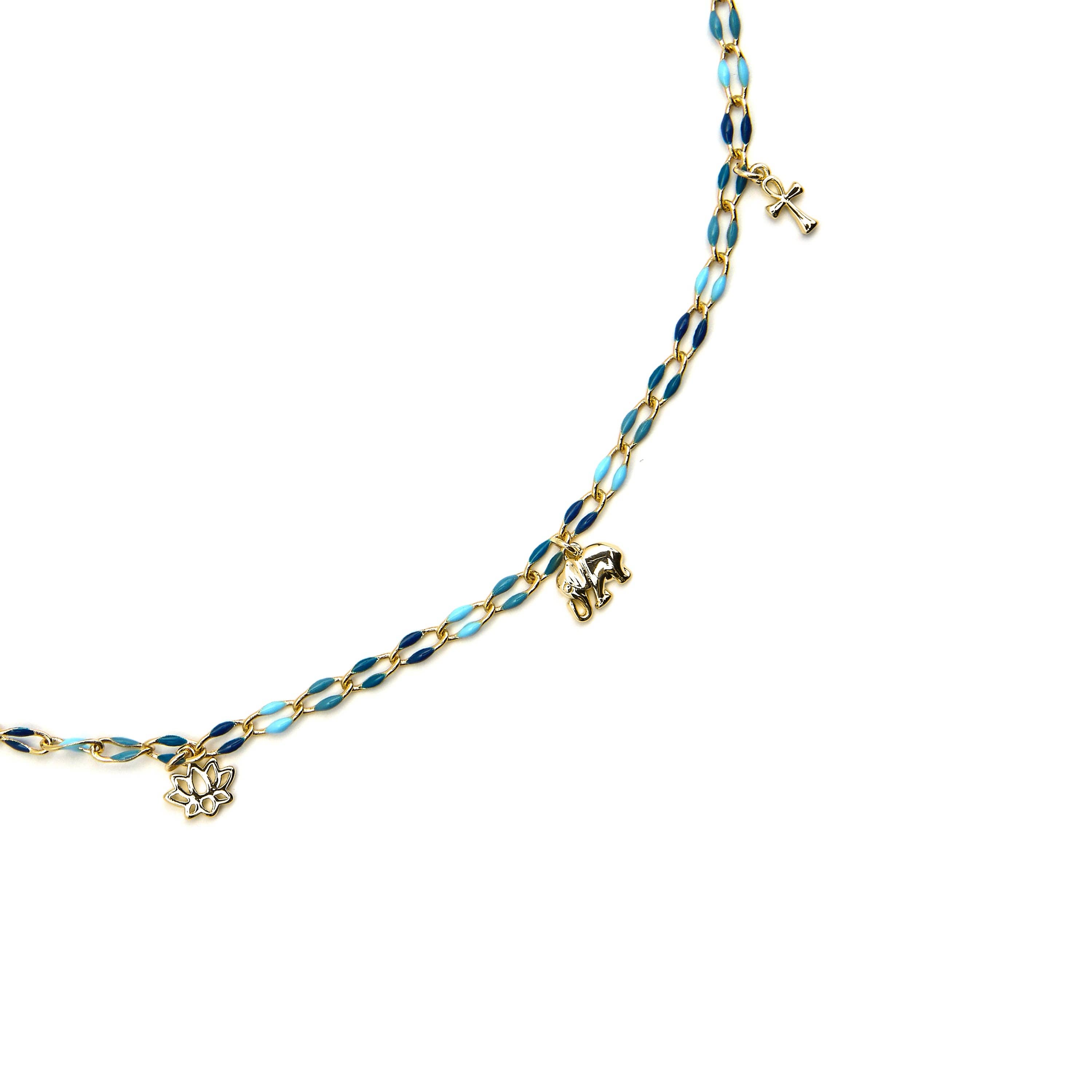 Luxenter – Gargantilha/coleira por atacado – Colar de Prata de Lei 925 e Lacado Azul acabamento ouro 18k - Shione2