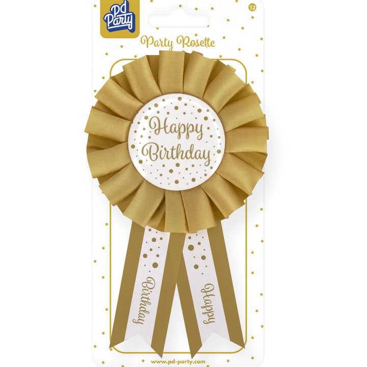 PD Party - Wholesale Party Sign/Banner - Party Rosettes gold/white - Happy birthday1