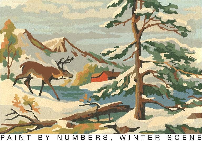 Found Image Press - Wholesale Art Print - Art Print PN-10 Paint by Numbers, Winter Scene