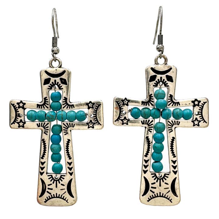 Lunar Deer - Wholesale Hangende/ronde oorbellen - Oorbellen met turquoise kralen van Native Cross