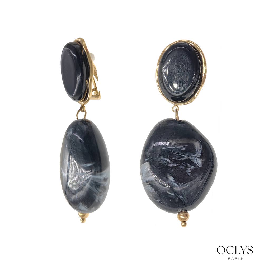 Oclys - Wholesale Clip-On Earrings - Clip-on resin earrings in gold stainless steel Wini0