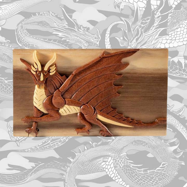 Flying Dragon - Hand-Carved Wooden Keepsake Gift Box for wholesale by Paradigm Imports