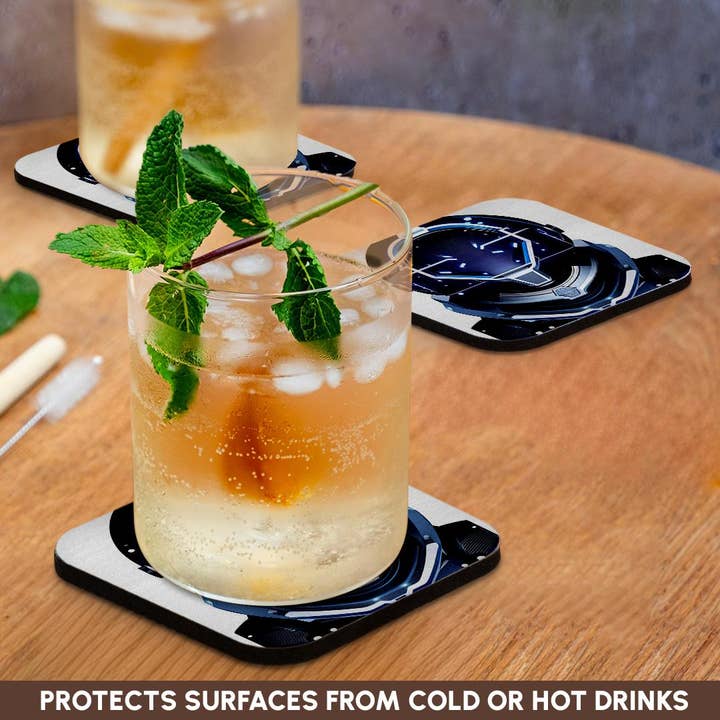 3dRose - Wholesale Coasters - 3dRose, Futurist astronaut helmet and suit. Blue on white. Fantasy art gift, Coaster9