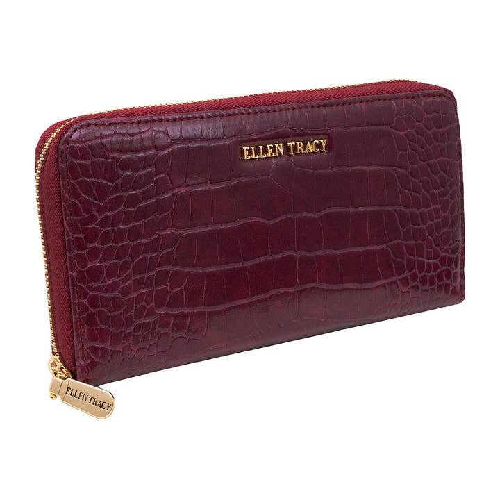 Magid - Wholesale Wallet - Women's - Ellen Tracy Croco Zip Around Wallet